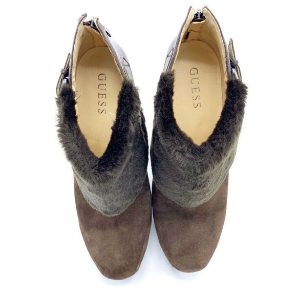 NEW Guess Ankle Boots Suede Stiletto Faux Fur 9.5 - Picture 7 of 8